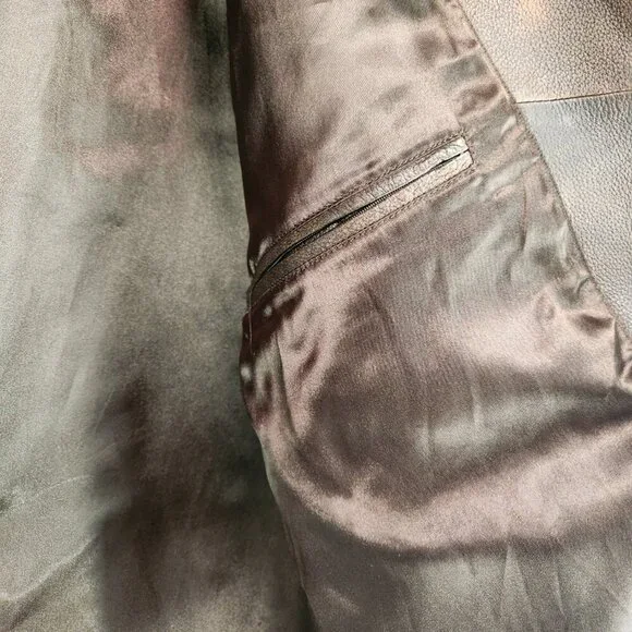 Vtg Browning Gold Brown Leather Jacket Men's XL TG Shoulder Patch Zip Logo